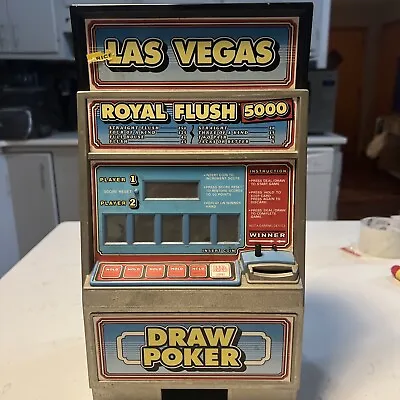 Vintage Las Vegas Royal Flush 5000 Slot Machine Coin Bank • $18.09