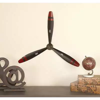 Black Metal 3 Blade Airplane Propeller Wall Decor With Aviation Detailing • $25