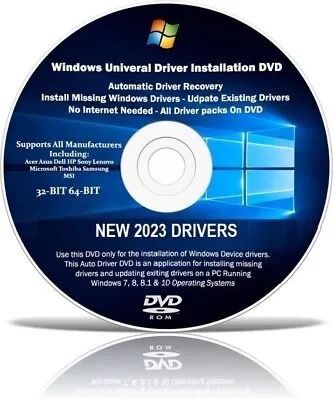 £2.49 • Buy Latest 2023 Windows Driver Repair DVD PC/Laptop Missing Drivers XP Vista 7 8 10
