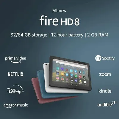$99.95 • Buy All-new Fire HD 8 Tablet, 10th GEN, 8  HD Display, 32 GB And 64GB, - 4 Colors 