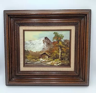 G. Whitman Snow Mountain River Landscape Framed Oil Painting Signed 7.75  X 9.5 • $85