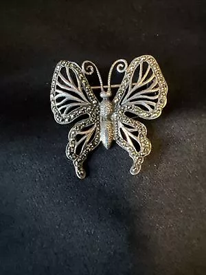 Silver 925 Marcasite Butterfly Brooch • $18