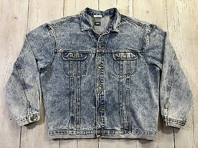 Vintage 80s Lee “New Rider” Denim Acid Wash Jean Jacket Size XL • $6.50
