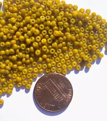 RARE Antique Micro Seed Beads-10/0 Dark Egg Yolk Old Yellow Greasy- 3+ Gram Bags • $5.95