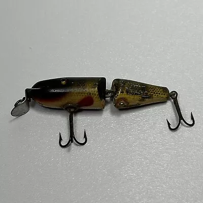 Vintage Wooden Fishing Lure  PikeGlass Eyes JointedC. C. B. Co. Garrett Ind. • $29.95