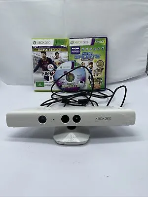 Microsoft Xbox 360 Kinect Sensor Camera 1414 White With 3 Games Aus PAL • $44