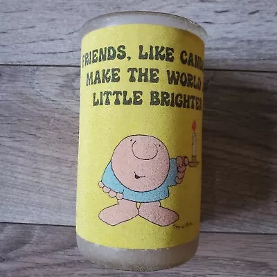 $29.69 • Buy Vtg Sugar Frosted Ziggy Glass Pillar  Candle 5   Friends Make The World Brighter