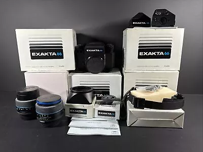 EXAKTA 66 Medium Format Camera 2 Schneider Kreuznach Lenses 2 Prism Finder … • $2405