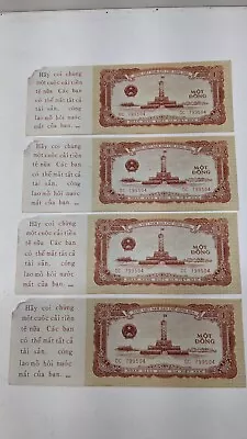 4 1958 Vietnam War Paper Money - One Dong Banknote Usa Propaganda! • $34.99