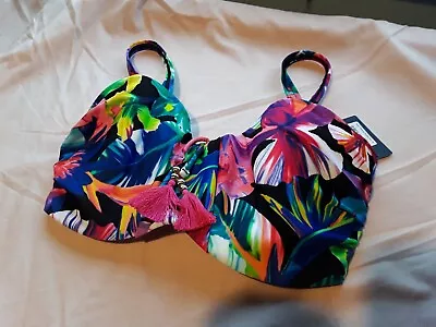 Figleaves Hawaii Underwired And Padded Bandeau Bikini Top Size UK 30FF • £13.95