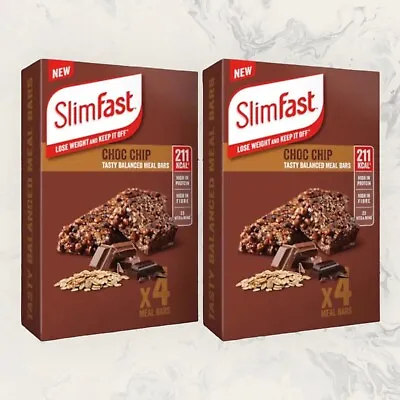 £12.99 • Buy 2 PACKS Slim Fast Meal Replacement Bar Choc Chip (8 X 60g) BBE 07/2023