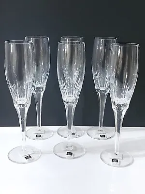 Set Of 6 Miller Rogaska Spectrum Champagne Flute Crystal Glasses Slovenia • $135