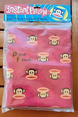 2002 Vintage Paul Frank Instant Pillow Julius Monkey Pink Blow-up Plastic Throw • $12.99