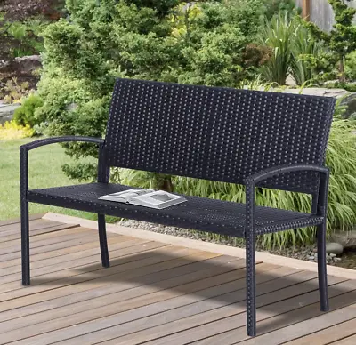 £144.99 • Buy Rattan Garden Bench Outdoor Patio Furniture 2 Seater Sofa Chair Deck Love Seat