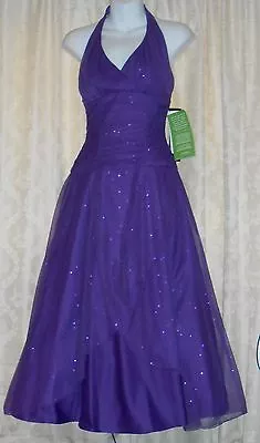 Masquerade Junior Satin & Tulle Corset Back Formal Halter Gown Purple 5/6 NWT • $84.88