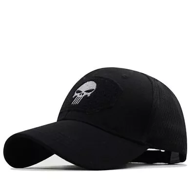 Punisher Military Hook & Loop Patch Adjustable Baseball Hat Cap Black • $9.99