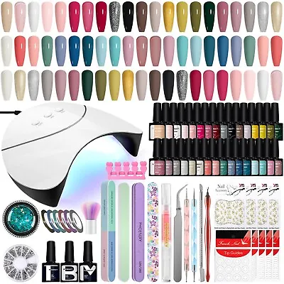 32Colors Gel Nail Polish Set With 36W UV Lamp Poly Nail Gel Manicure Starter Kit • £27.99