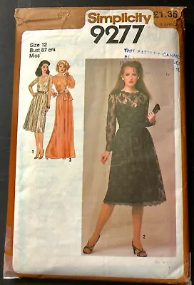 £4 • Buy Vintage Sewing Pattern Simplicity 9777 Evening Dress Covered Bodice Cut Sz 12