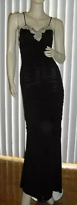 EveningformalpromblackszSsilver Beadsclear SequinsruchedVintageunique • $59