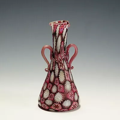 Antique Red And White Fratelli Toso Millefiori Vase Murano Circa 1910 • $985.99