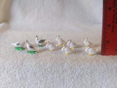 9 Tiny Vintage Dollhouse Miniature Plastic Geese Figurines Diorama Craft • $10.99