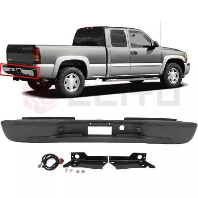 Complete Black Rear Bumper For 1999-2007 Chevy Silverado GMC Sierra 2500HD 3500 • $143.39