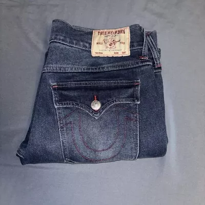 True Religion Mens Red Rocco Skinny Size 34 With Back Pockets (FREE SHIPPING) • $26