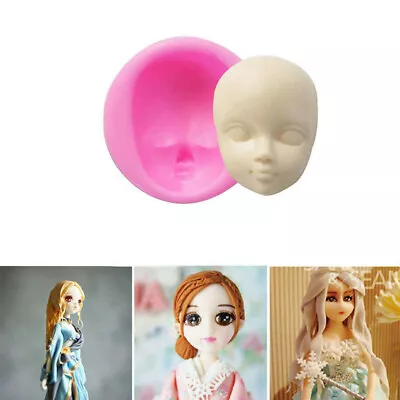 Doll Face Girl Head Silicone Cake Mould Fondant Sugarcraft Chocolate Baking Mold • £3.59