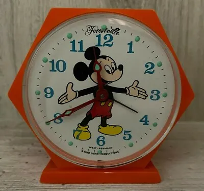 Forestville Orange Hexagon Mickey Mouse Wind-Up Mini Alarm Clock West Germany • $29.99