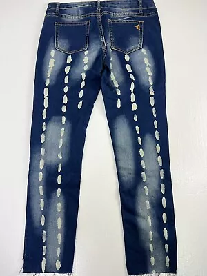 V.I.P.  Jeans Painted Skinny Stretch Raw Step Hems Size 5/6 New • $25