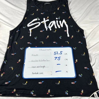 $12.90 • Buy Bershka “Stain” Sleeveless Shirt Womens Black L Spray Cans