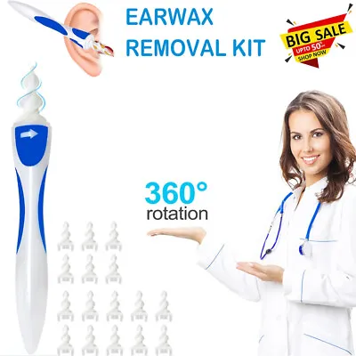 Ear Wax Cleaner Removal Smart Soft Spiral Swab Earwax Remover Tool Safe Earpick • £2.47
