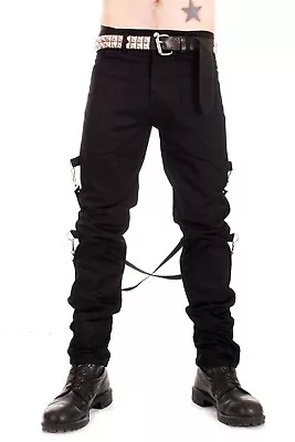 Punk Rock UK Black Bondage Pants Trousers From Tiger Of London • £39.99