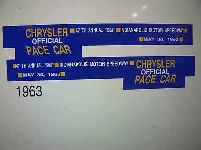1963 Indy Pace Car Decals  1:24 • $13.49