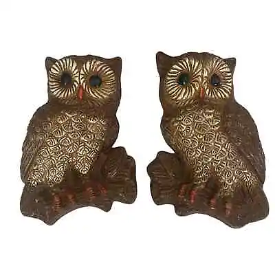 Pair Of Retro 70s Vintage Owls Wall Plaques 7 1/2  Tall. These Are In GUC • $16