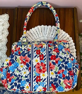 Vera Bradley Summer Cottage Frame Bag Purse Retired 2012 Blue Red Bright Floral • $25