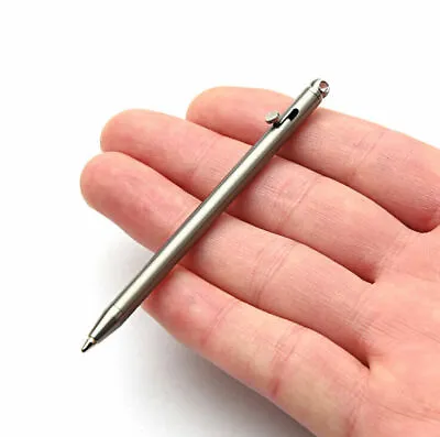 Mini Titanium Keychain Bolt Action Pen Outdoor Travel Portable EDC Ballpoint Pen • $11.95