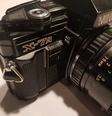 MINOLTA X-7A 35mm Film Camera W/ Cosina Lens 75-200mm / Works; Sold As Is.  • $79