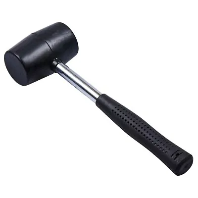 RUBBER MALLET HAMMER 16oz STEEL SHAFT CAMPING RUBBER GRIP TOOLS DIY SOLID CAMP • £5.25