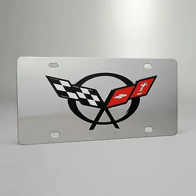 Corvette C5 3D Emblem Chrome Decorative Vanity Logo On Polished License Plate • $33.99