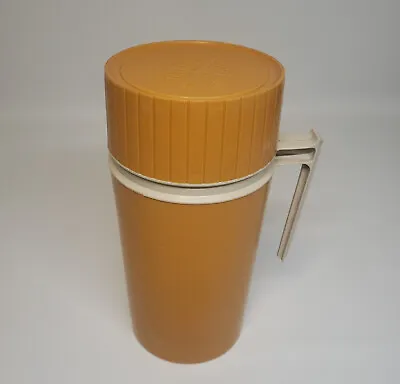 Vintage Thermos Pint Gold Cup Retro 1970s 7202 Insulated Lidded Coffee Tea Soup • $8