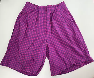 Vintage Womens Palmettos Shorts Size 7 Pink Purple Plaid High Waisted  • $12.98