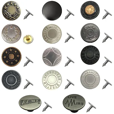 Snap Fastener Hammer On Metal Buttons For Jeans Replacement Press Button Studs  • £2.29