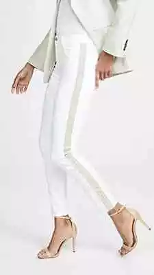J BRAND Alana High Rise Skinny Crop Raw Hem Jean In Borderline White Size 26 • $52.49