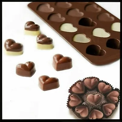 Love Heart Christmas Shaped Tray Chocolate Ice Jelly Silicone Mould Baking • £2.49