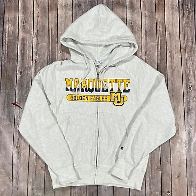 Marquette University Champion Reverse Weave Zip Hoodie Sweatshirt Small White • $34.97
