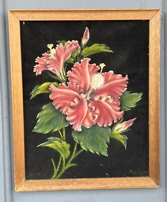 Vintage 50’s Frank Oda Hawaii Red Hibiscus Flower Painting Signed 22”x18” • $399.99