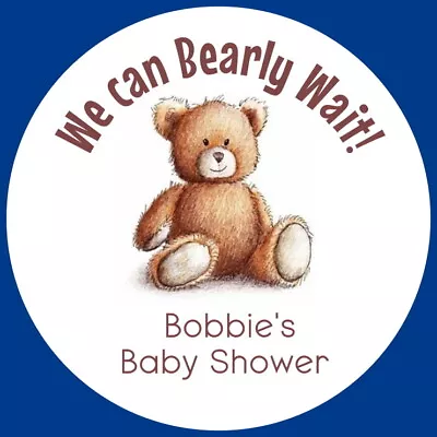£3.95 • Buy We Can Bearly Wait Baby Shower Christening Personalised Gloss  Sweet  Stickers
