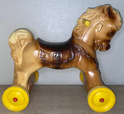 Vintage Coaster By WONDER Children's Ride-On Brown Horse Pony On Yellow Wheels • $99