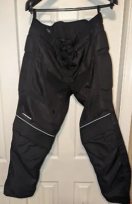 First Gear Hypertex Safety Seam Black Padded Motorcycle Pants Women's Size 16 • $100